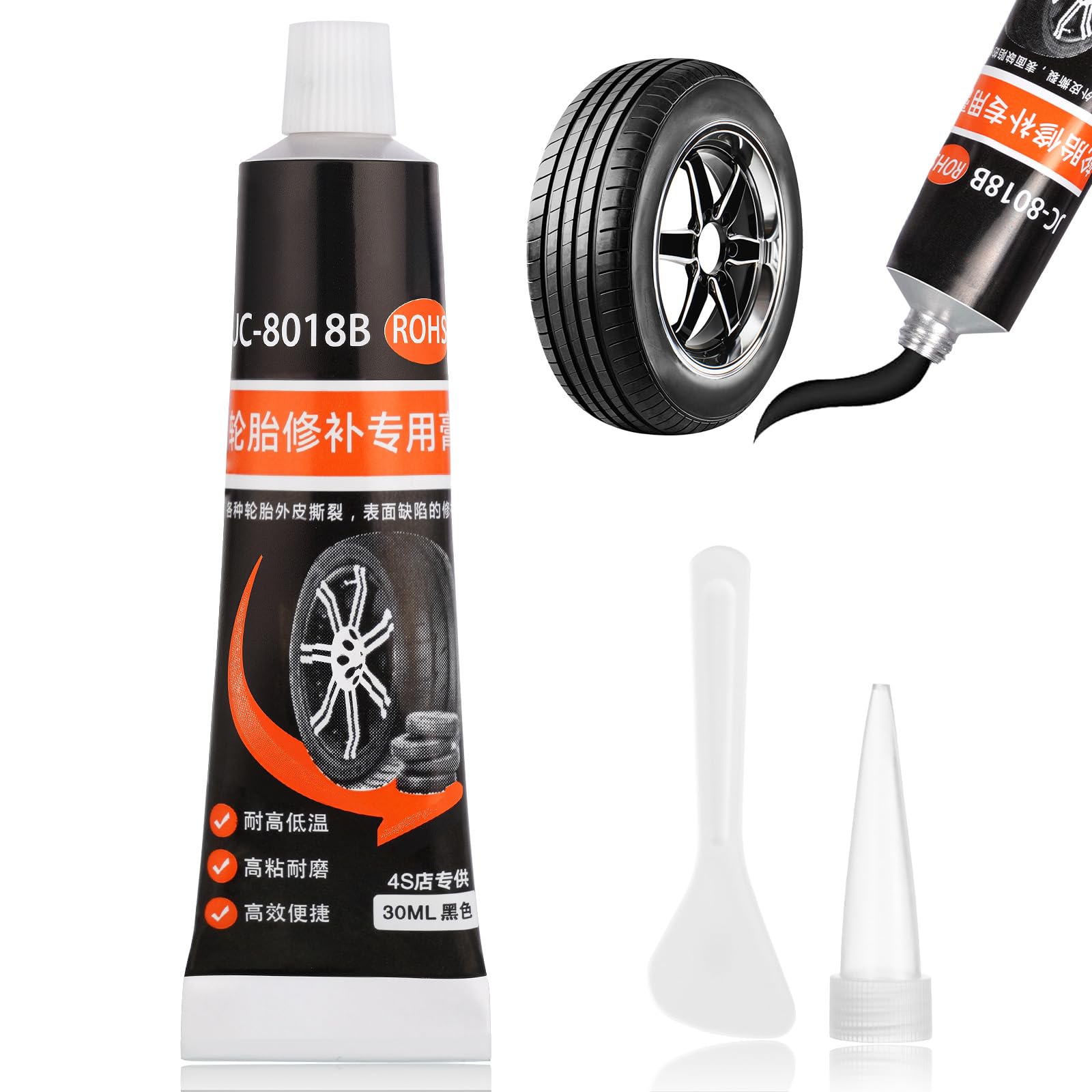 Flintronic Colla per Riparazione Pneumatici 30ml, Sigillante Auto con Ugello e Raschietto