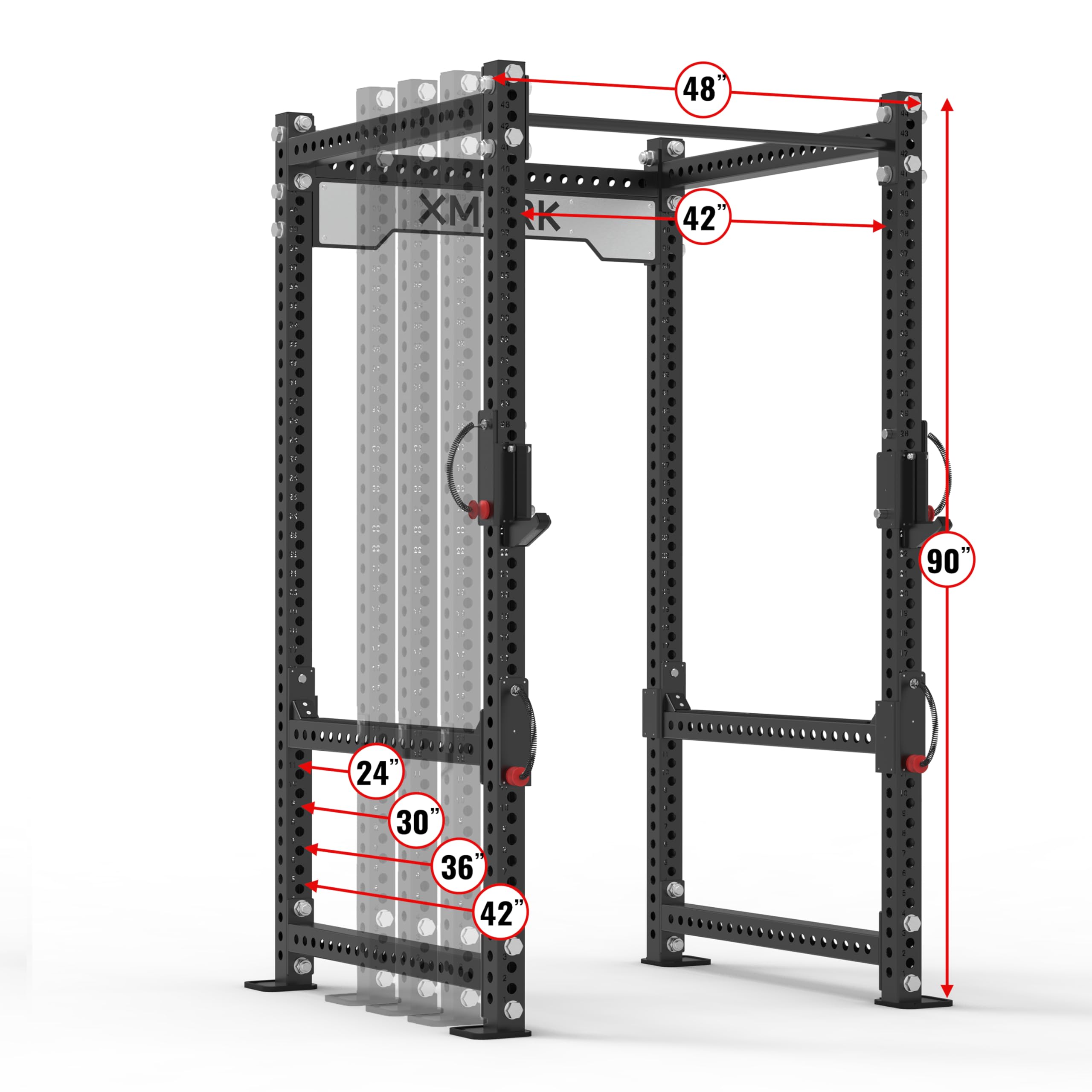 XMark Viper Power Rack, Squat Rack Power Cage with Flip Down Safety, Pull Up Bar for Commercial Gyms or Home, 36 Inch Depth