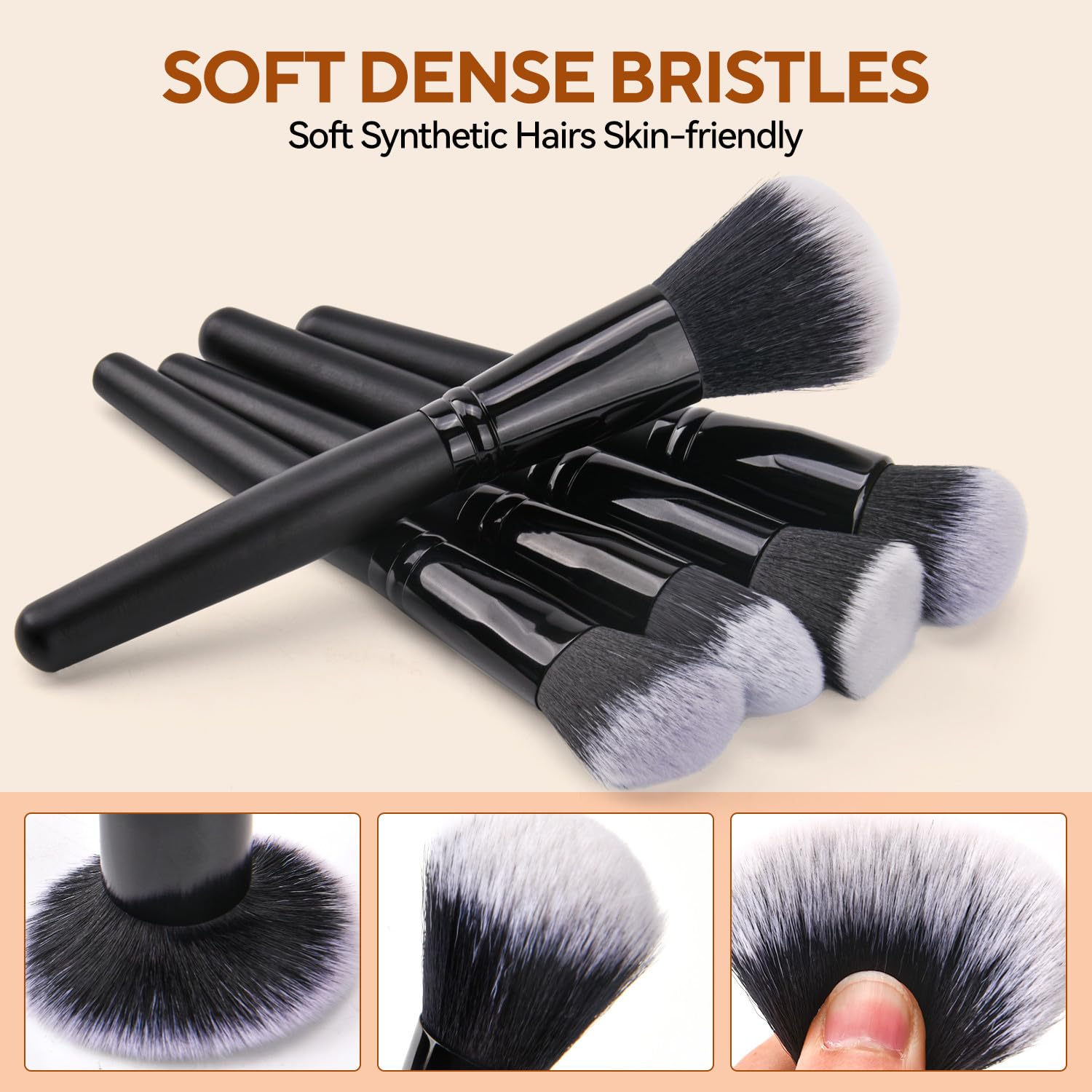 Glamberry Juego de brochas de maquillaje, 15 piezas profesionales de alta calidad para base sintética, contorno, correctores, sombras de ojos, rubor, juego de brochas de maquillaje con estuche