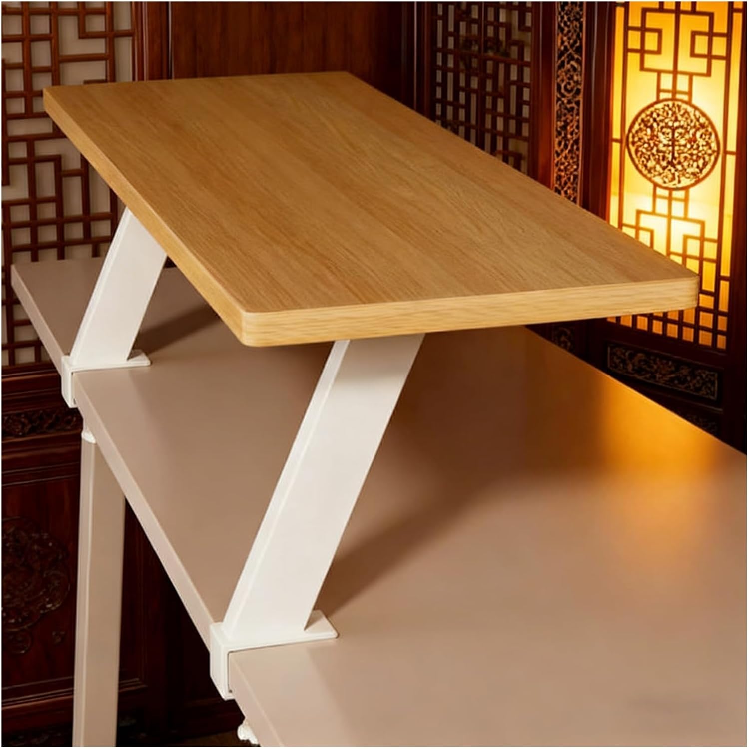 Desktop Shelf Organizer, Space-Saving Desk Storage Rack, 1 Tier Hutch Shelf for Home Office Study, Clamp On Design（60cm/24in）