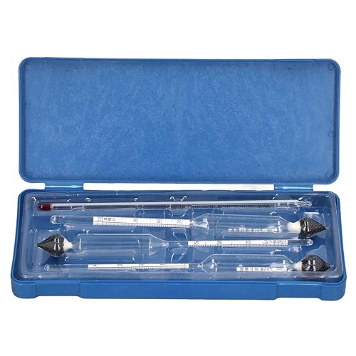 Yoidesu Kit de prueba de medidor de alcohol de hidrómetro, 3 probadores de rango de medición diferente con 1 termómetro cilindro de vidrio, kit de
