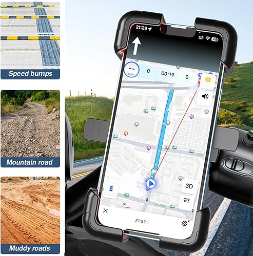Miniatura 6 de AUCELI Soporte de teléfono para motocicleta, ABS de liberación rápida para teléfonos de 4.7 a 7.2 pulgadas, antivibraciones con clip giratorio de