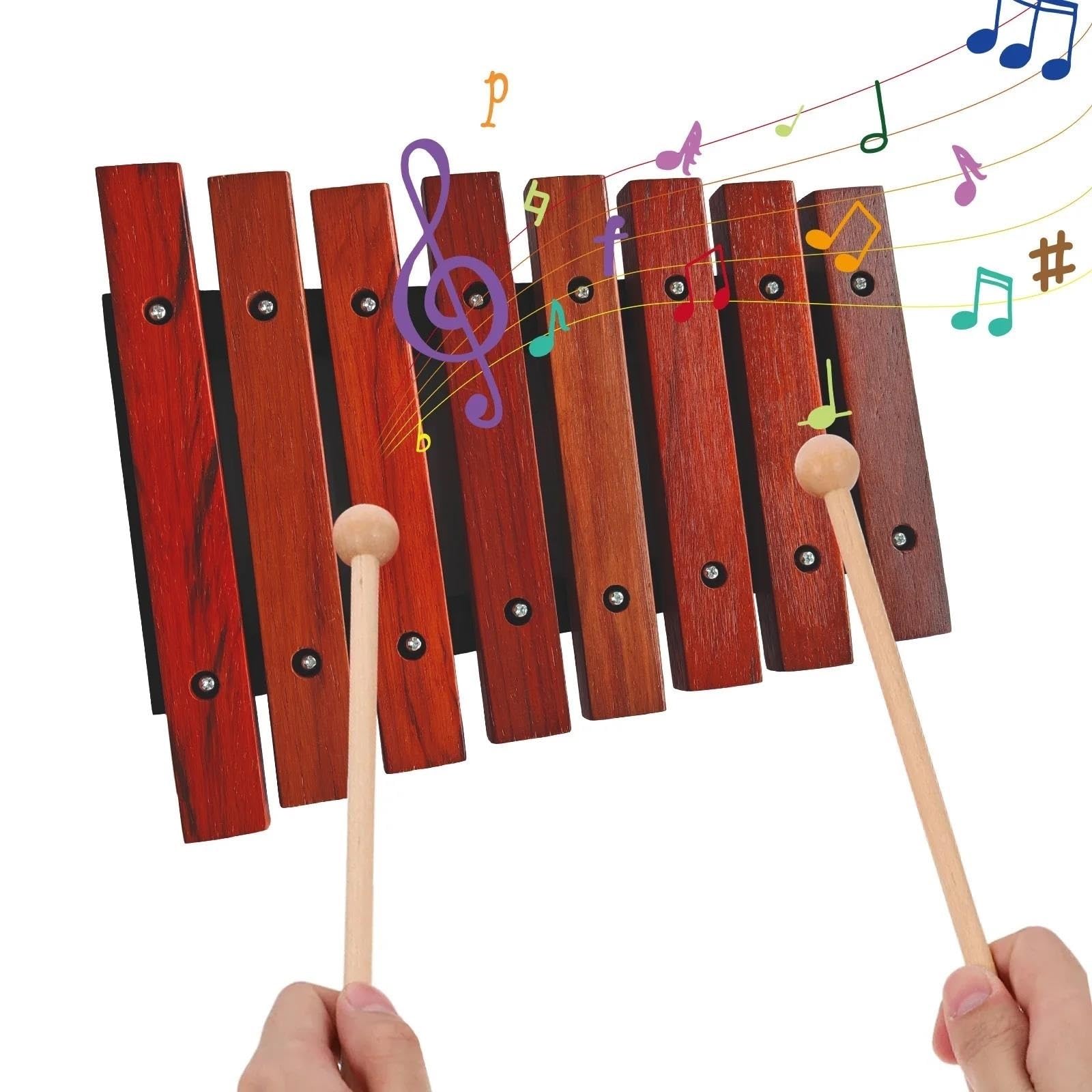 Instrument Ksylofonowy 8 Nut Drewniany Ksylofon Instrument Muzyczny Młotki Brzozowa Sosna Drewniany Instrument Perkusyjny Ksylofon