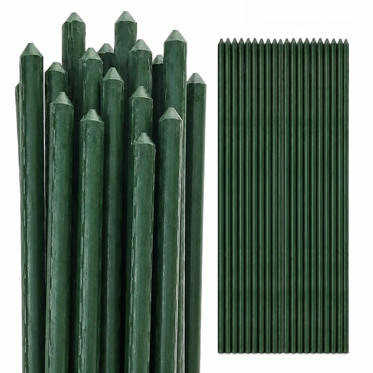 1.5m PVC-Coated Plant Support Poles, 11mm Thick – Rust-Resistant Garden Stakes for Climbing Plants, Tomatoes, Beans, Roses & Vegetables. Durable Green Plant Supports for Indoor & Outdoor Use (20 Pack)