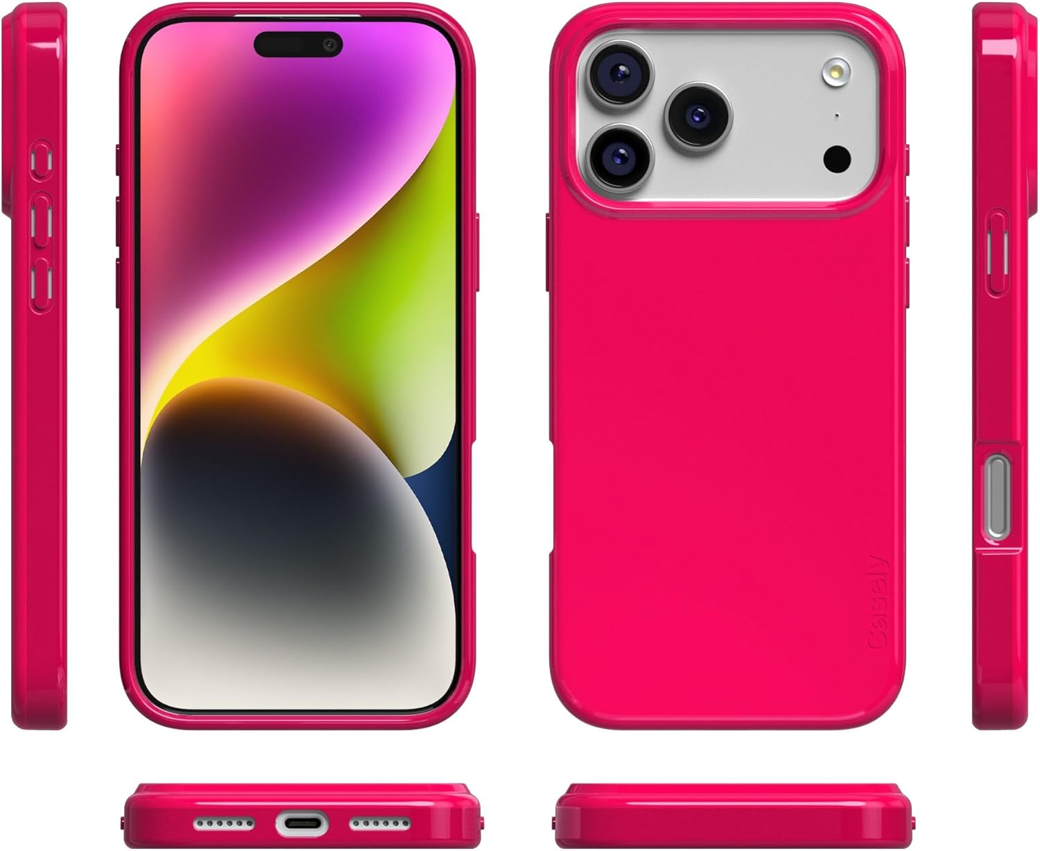 Casely iPhone 17 Pro Max Case | Think Pink | Solid Neon Pink | Compatible with MagSafe | Classic Ultra Slim Design