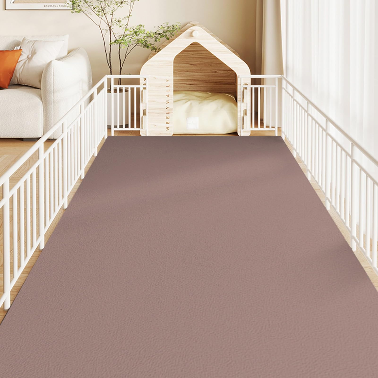 Rinseable Pee Pads For Dogs - Pet Feeding Mat Large Customizable - Reusable Puppy Training Pads PVC, Non-Slip Leakproof Whelping Pads For Playpen Crate Sofo Car Potty Bed(Brown-pink,100x200cm)