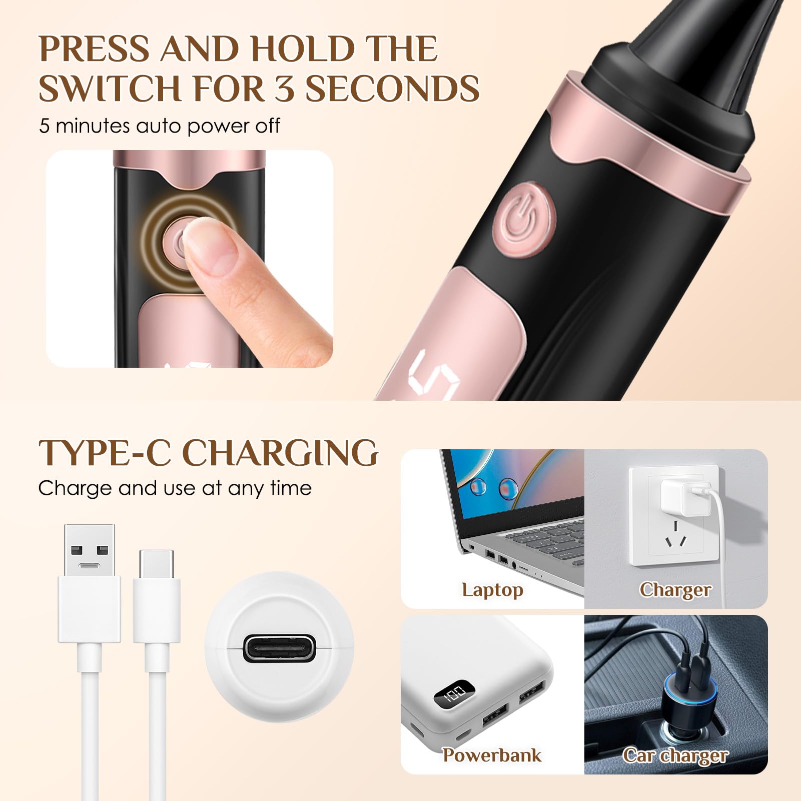 GlasFlength Ogrzewane zalotki do rzęs, elektryczne podgrzewane lokówki do rzęs, USB-C, możliwość ponownego ładowania, szybkie nagrzewanie, szczotka do rzęs, ochrona przed oparzeniami, z 4 trybami