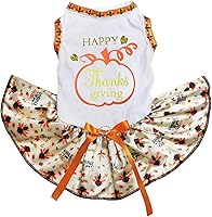 Vista 5 de Petitebella Happy Thanksgiving - Vestido de calabaza para perro (marrón/pavos, L)