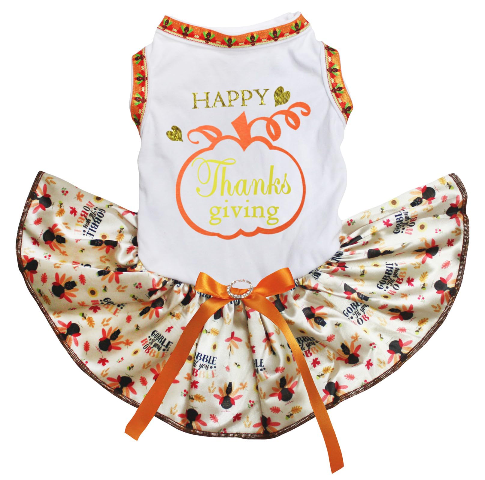 Robe pour chiot citrouille blanche pour Thanksgiving