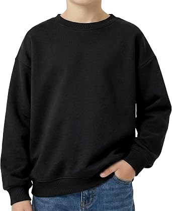 OHOO Youth Sweatshirt Soft Cotton Lightwieght Kids Crewneck Pullover for Boys Girls