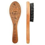 Pet Soft Brush with Wood Handle and Boar Bristle Hair - Soft Cat and Dog Grooming Brush for Short Hair Cats and Small Dogs - Gentle Massage and Dandruff Removal (Cat)