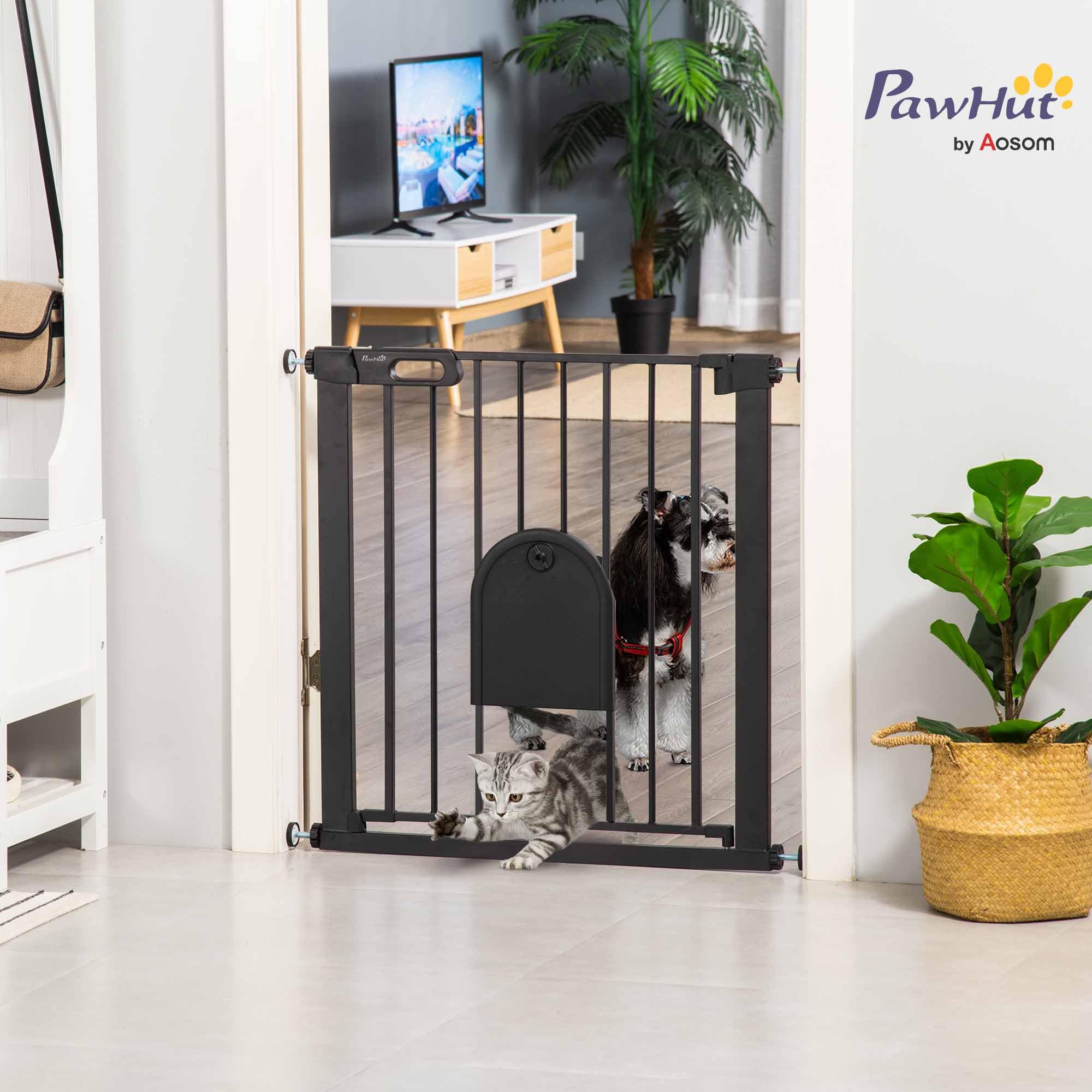 Pet Gate BeeNbkks Freestanding With Cat Door, Dog Proof Cat Gate