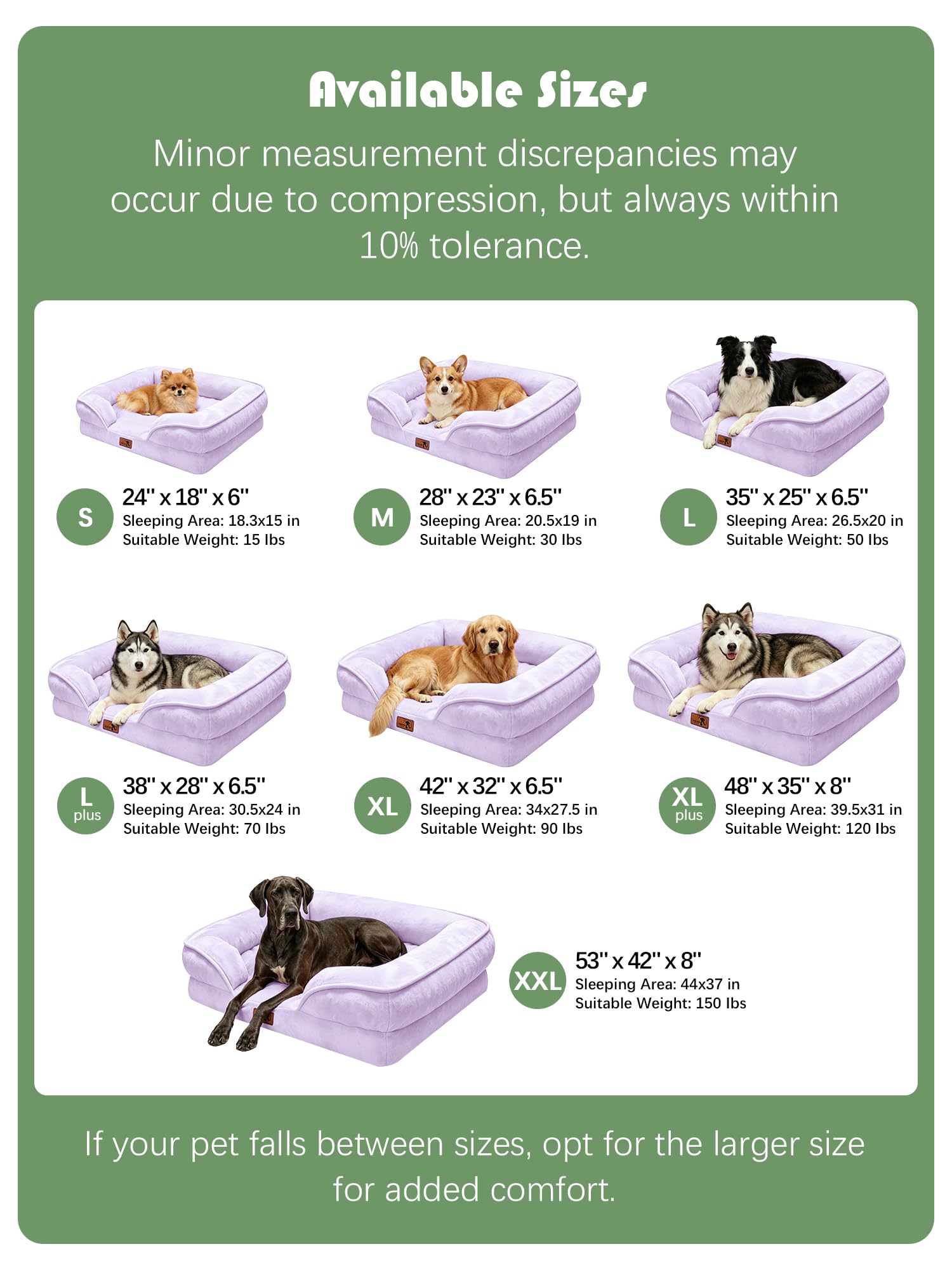 Spotted Play Orthopedic Dog Bed with Sides - Sofa Beds for Small Dogs, Supportive Foam Pet Couch Bed with Washable Removable Cover, Waterproof Lining and Non-Slip Bottom, Purple - S view 7