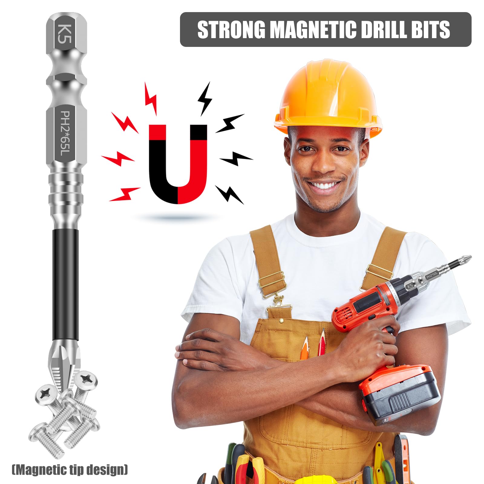5 Embouts Visseuse Magnétiques PH2 - 25/50/65/70/90 Mm, Haute Puissance Pour Vissage Précis