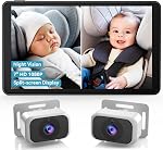 Pemacom Caméra de voiture pour bébé 2-Kids: 7 1 cm IPS Affichage avec caméra double siège auto, écran Split, vision nocturne, HD 1080P - Caméra de siège arrière facile d'installation pour jumelles