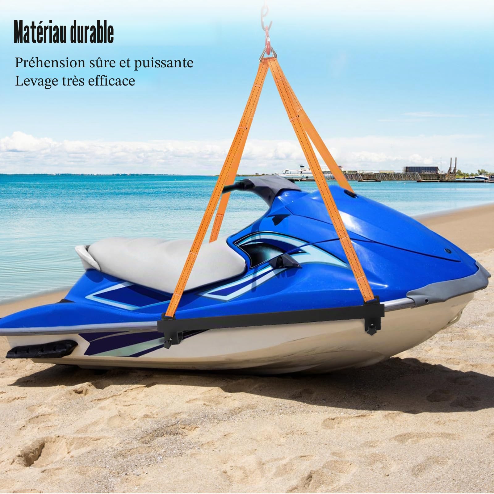 Garvee Sangle de Levage renforcée pour Jet Ski et embarcations – Support Acier Durable – Sécurité Professionnelle – Adaptée Petits Bateaux et PWC – Capacité 1500lb