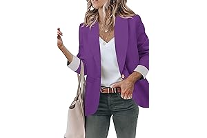 Long Sleeve Casual Purple Blazer for Women Plus Size