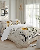 Vista 3 de Juego de fundas de edredón Queen con diseño de girasol, eres mi sol, juego de funda de edredón de 4 piezas, juego de ropa de cama suave