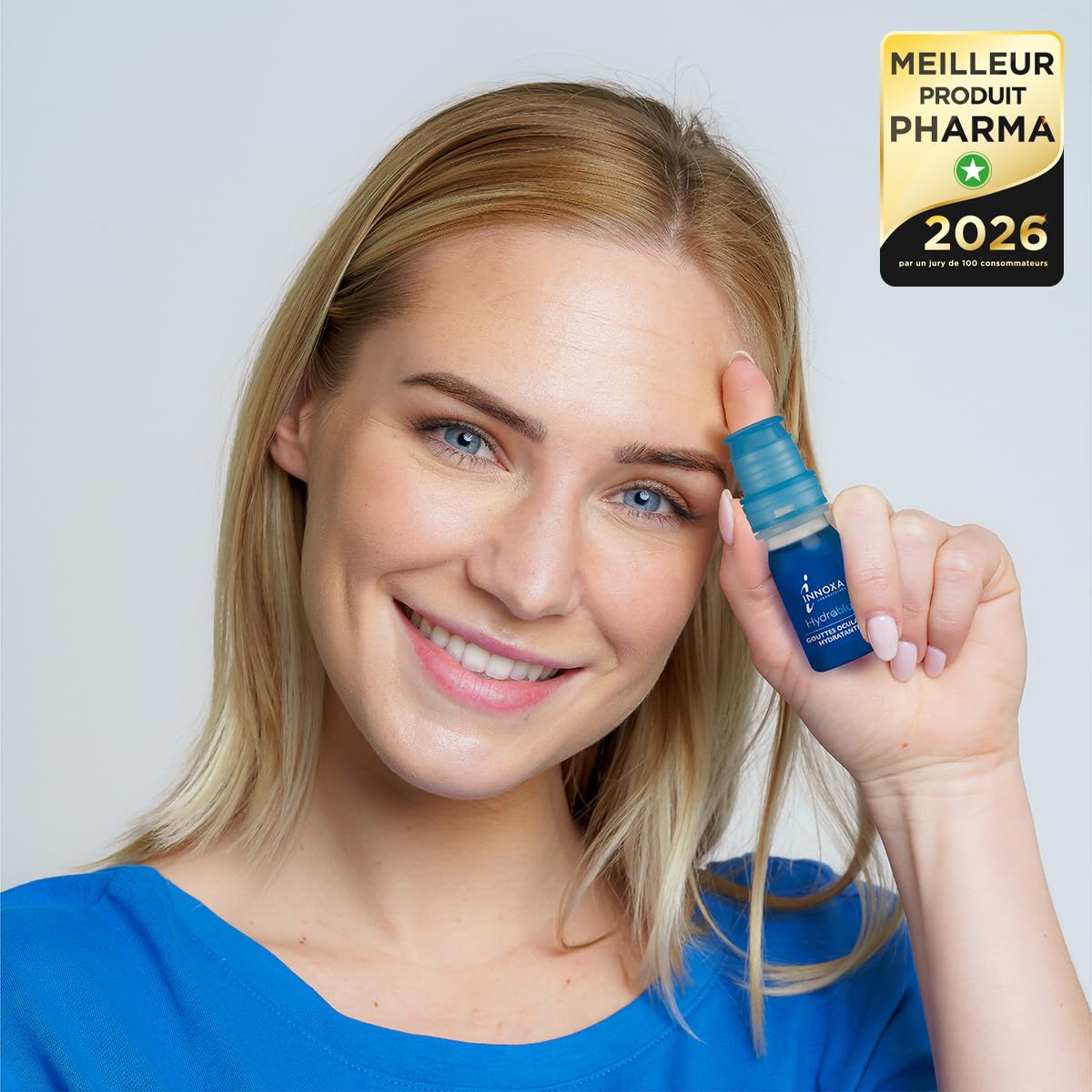 INNOXA Laboratoires - Blaue Formel Augentropfen - Aufhellung des Augenweiß – Befeuchtet gerötete und müde Augen – Originalformel – Made in France – Ohne Konservierungsstoffe - 2x10 ml