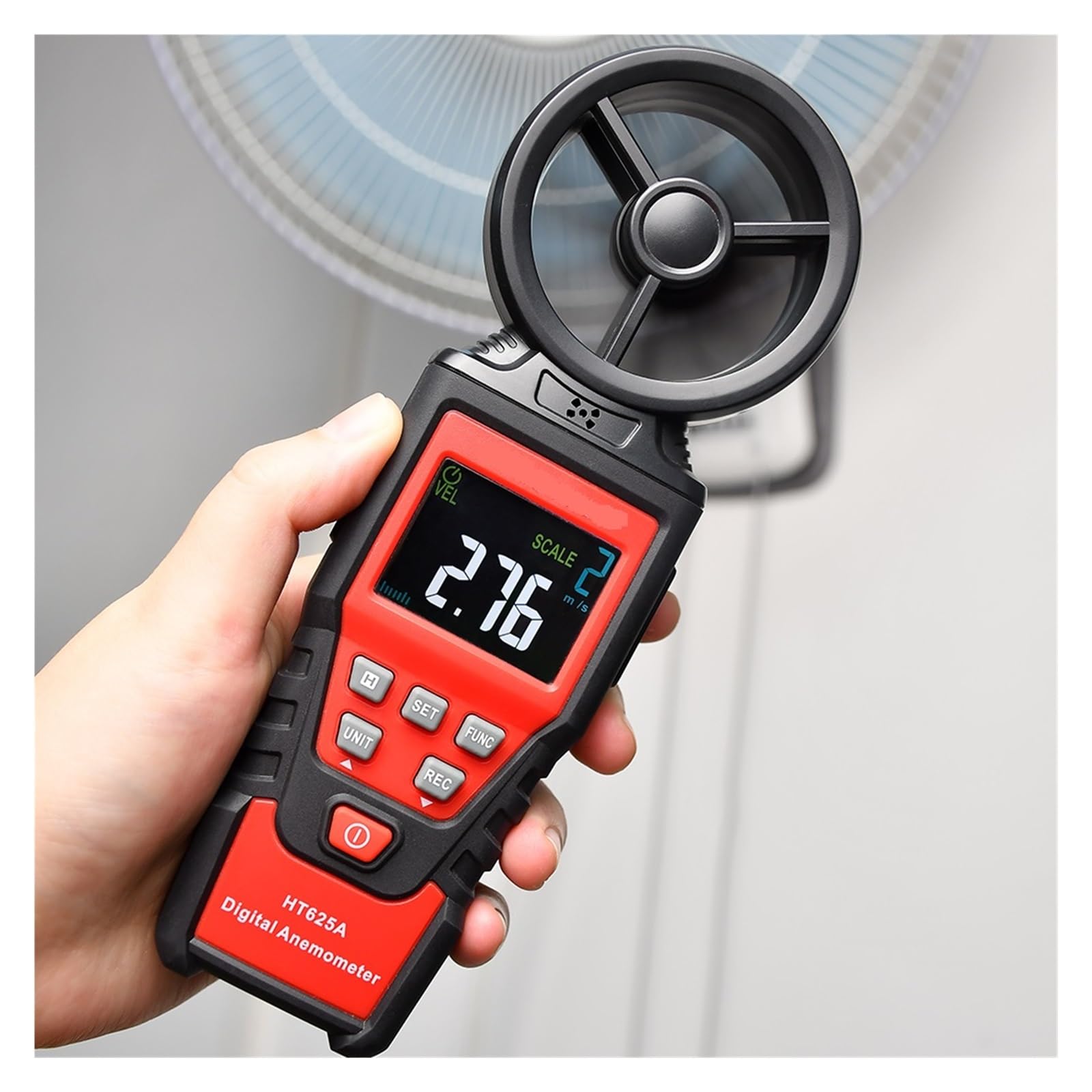 Anemometro Digitale Misuratore Di Velocità Del Tenuto In Mano Portatile Umidità Della Temperatura Display LCD Con Retroilluminazione Misurazione Precisa(HT625A)
