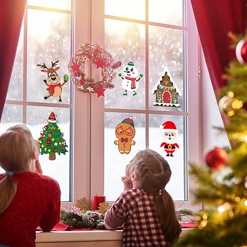 Miniatura 5 de 48 calcomanías navideñas de bricolaje, haz tus propias calcomanías de Navidad, Papá Noel, muñeco de nieve, reno, pan de jengibre, manualidades de