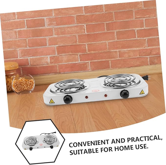 Estufa Eléctrica Doble Quemador Control Temperatura Ligera Acero Inoxidable miniatura 4