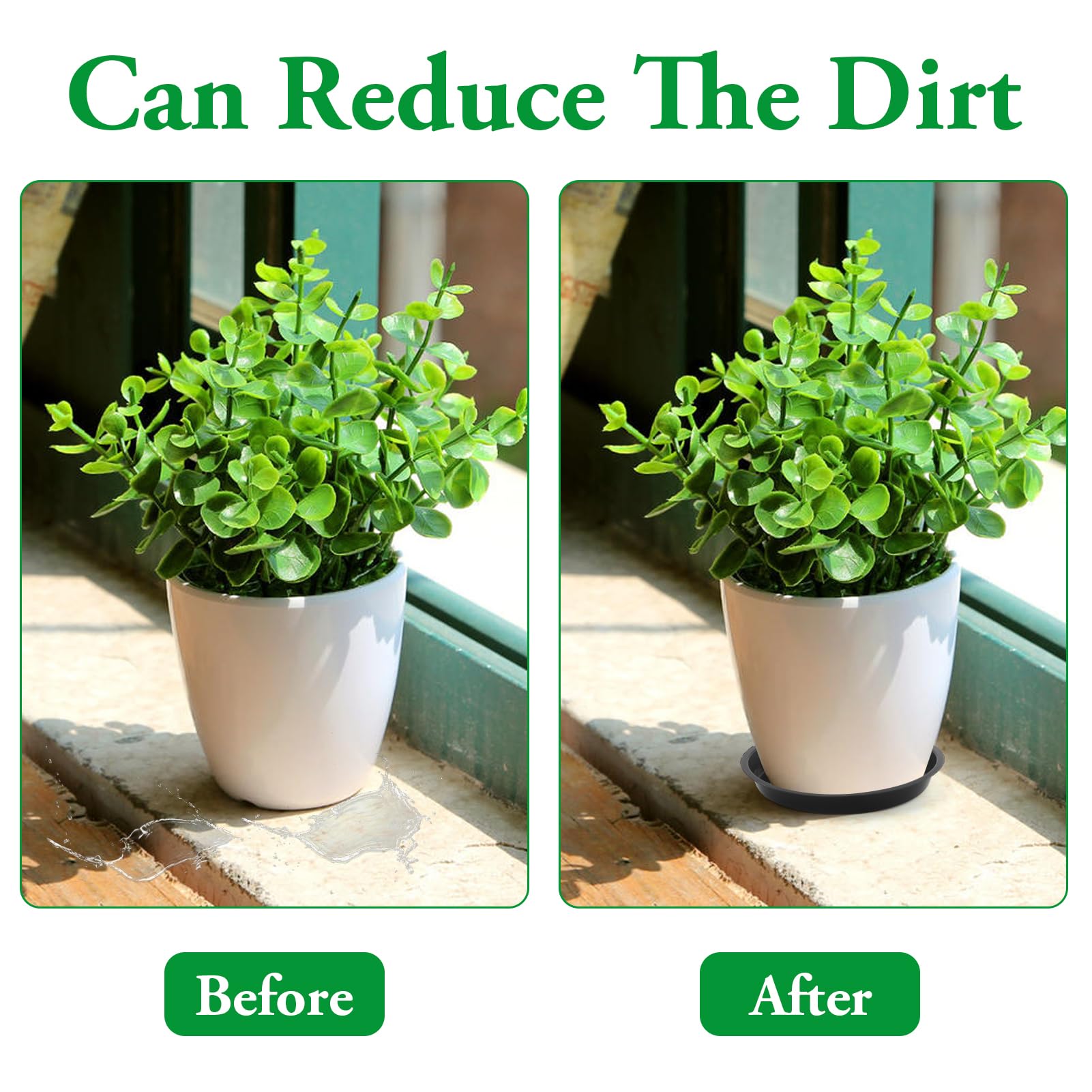 12 Pièces Coupelles Soucoupes Pour Pots De Fleurs 24CM Avec Étiquettes - Plastique Noir Pour Plantes Intérieur Et Extérieur