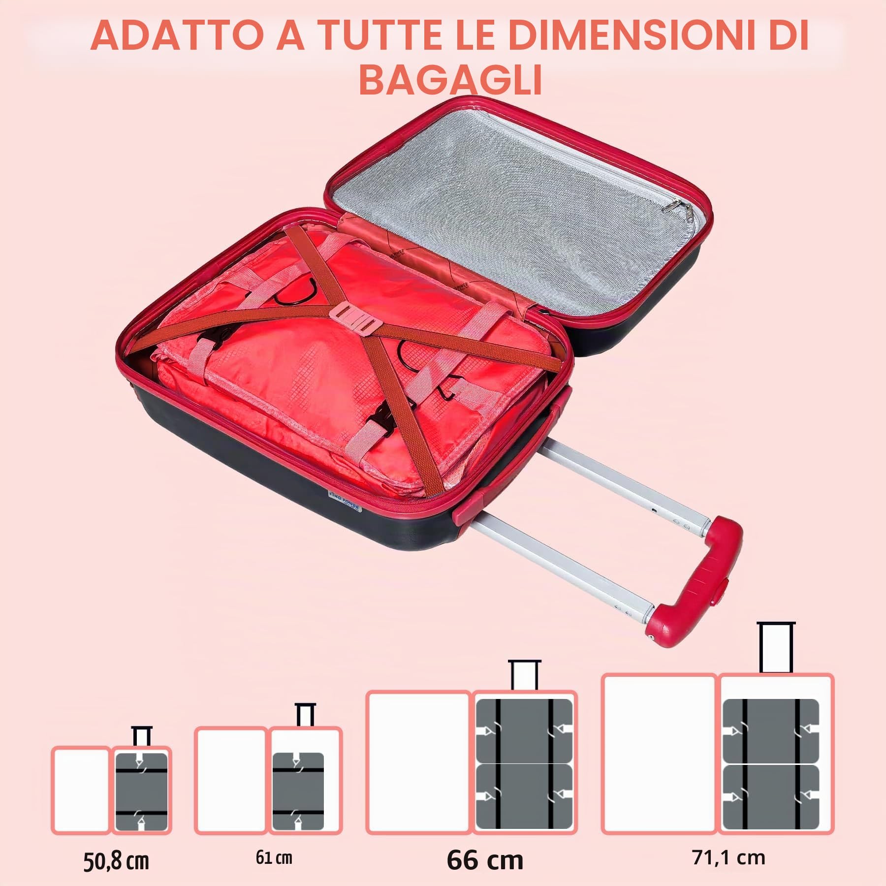 Cubi da Appendere per Borse Organizer per Valigie, Armadio Portatile del Tessuto di Nylon Migliorato 44 * 30 * 65cm, Imballaggio di Compressione e Disimballaggio in un Passo (Rosso)