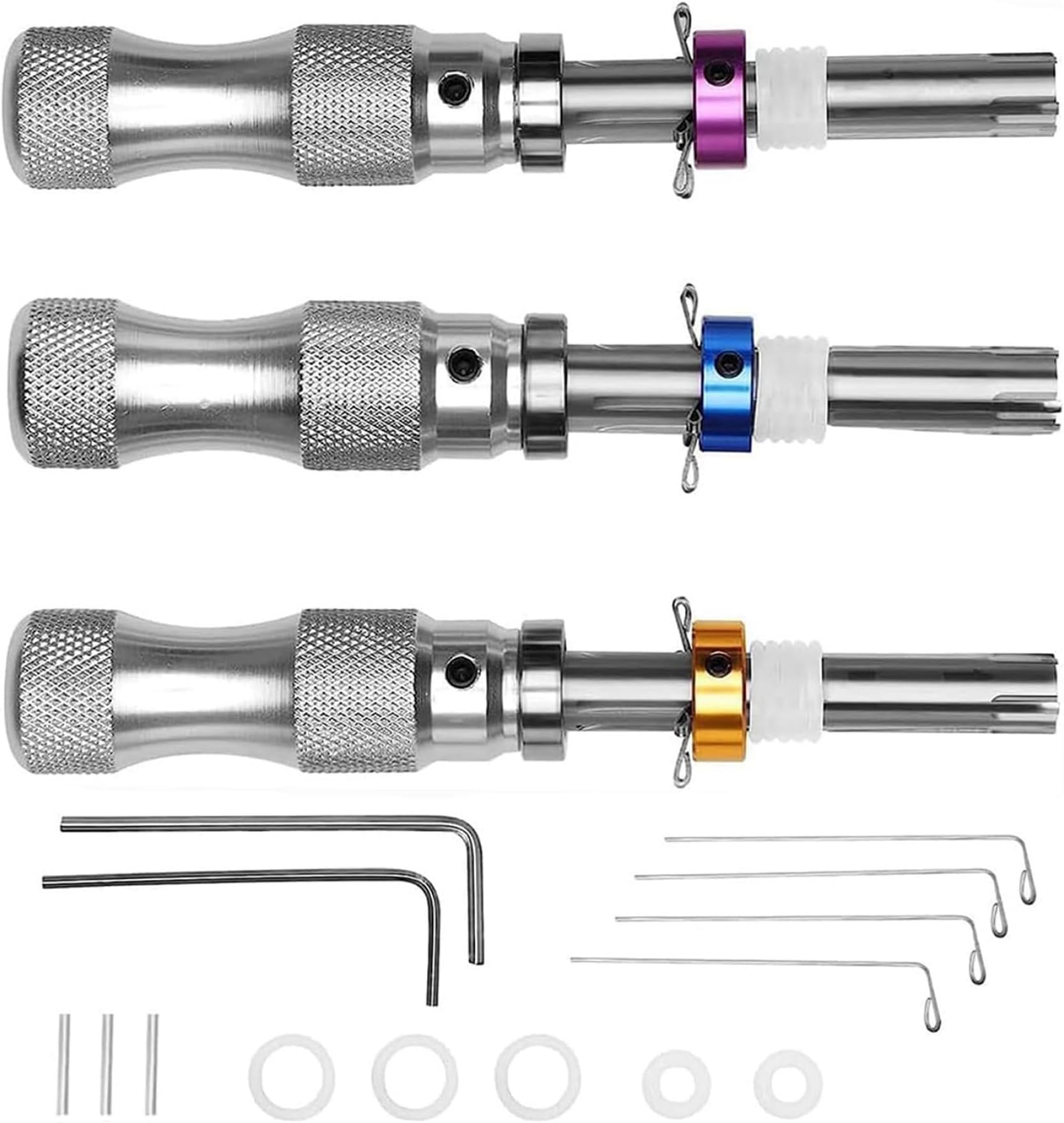 3Pcs Lock Pick Set, Multi-Function Hexagonal Wrench Metal Lock Picking Tool Portable Sturdy Manual Tool for Home, Pick - Tubular