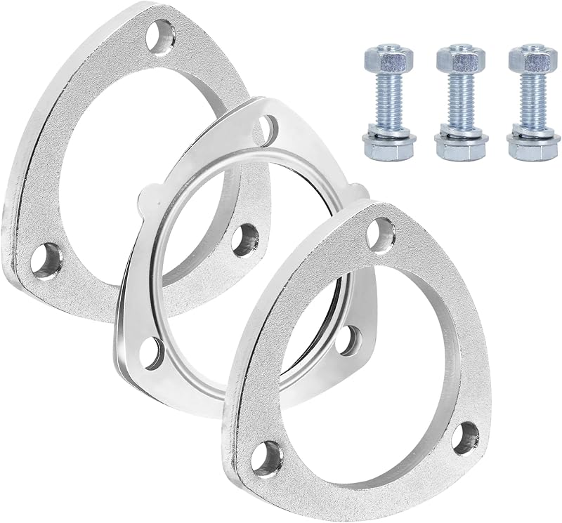 Kit de conexão de flange do escapamento QYFNB 3 furos para tubo de 6,35 cm – 2 flanges