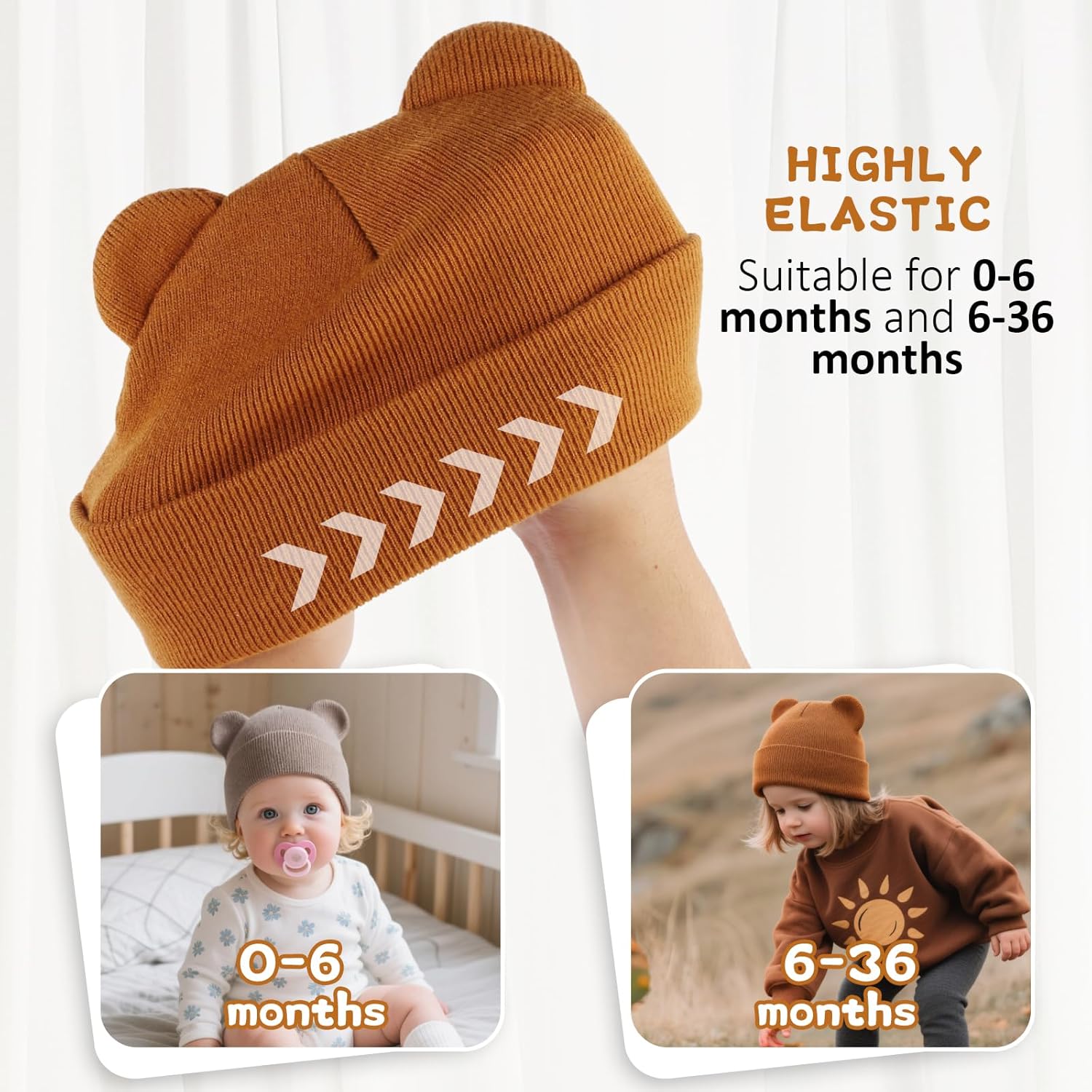 Baby Winter Beanie Hat,Kids Cute Bear Ears Soft Knit Beanie for Infant Boys Girl Warm Winter Hat Caps - Image 5