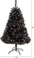 Vista 2 de Nearly Natural Árbol de Navidad artificial negro de 4 pies con 170 luces LED transparentes