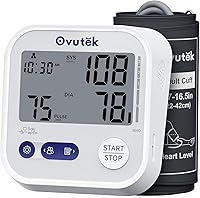 Vista 1 de Ovutek Blood Pressure Monitors for Home Use, Automatic Digital Blood Pressure Cuff with Large Cuff for Upper Arm, 2 Users x 120 Sets Memory, Manual