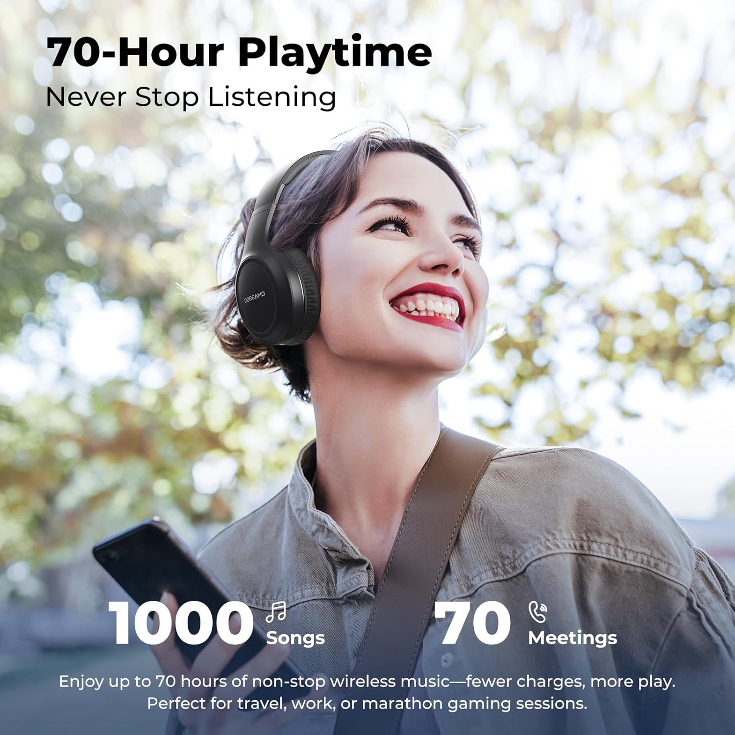 Headphones Wireless Over Ear , 70 Hours Playtime Bluetooth Headphones Built-in Microphone, Foldable Lightweight Headset with Bluetooth 5.4, HiFi Stereo Sound for PC Cellphone Travel Office (Black) 5 71W43G6tmML. AC SL1500