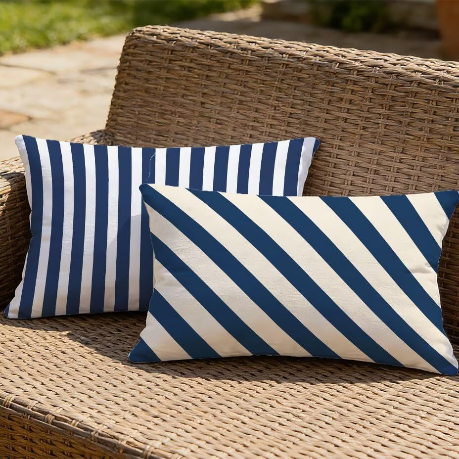 Housses de coussin de jardin 60x90 en lin de prestige bleu marine imperméable