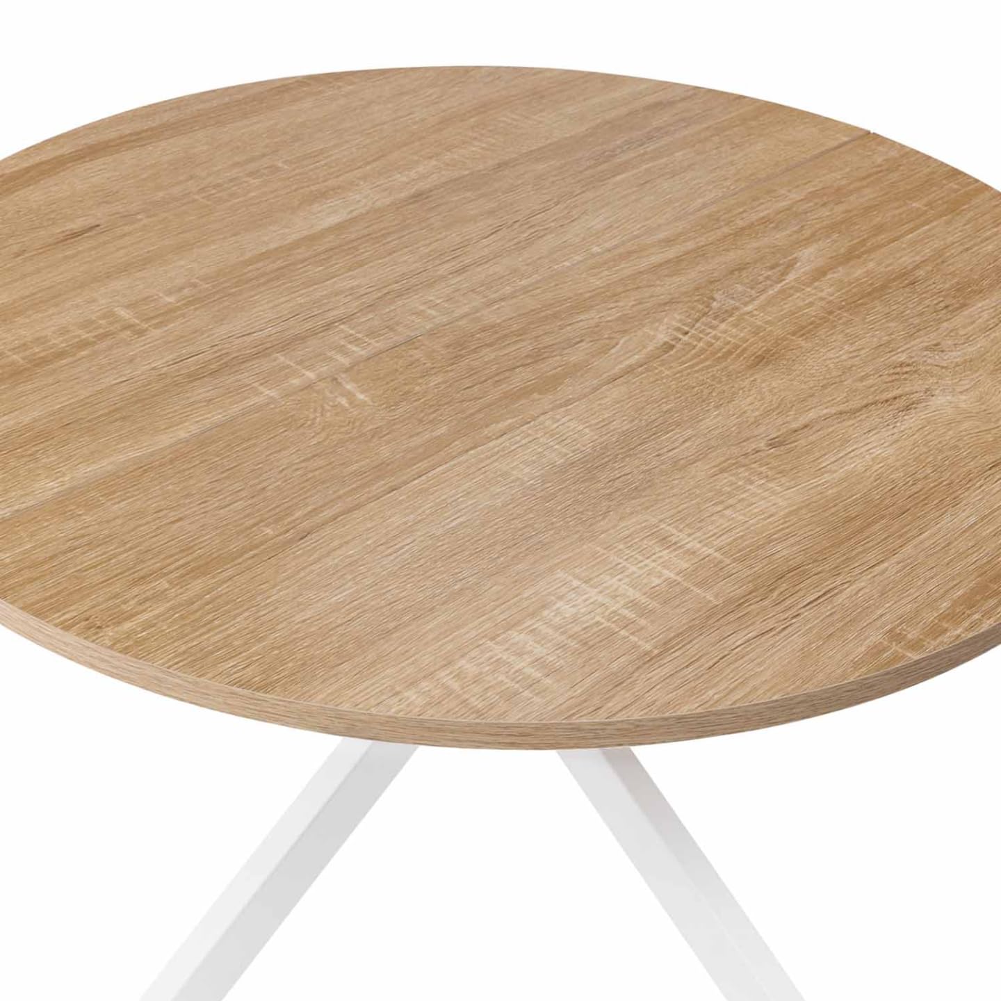 IDMarket - Mesa baja redonda Alix con patas de araña de 70 cm, madera y blanco