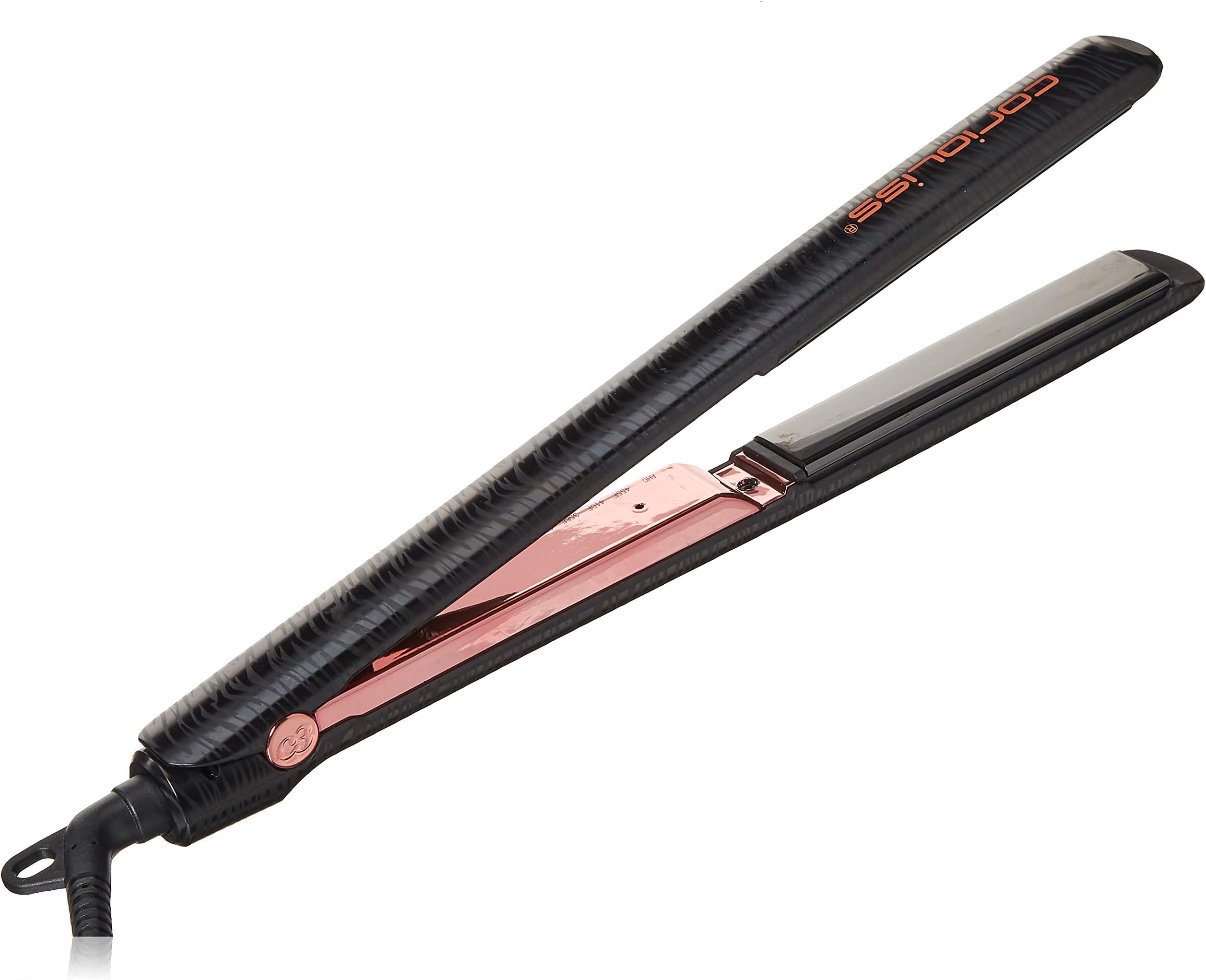 Corioliss C3 Ultimate Titanium Flat Iron, Black Zebra Copper, Professional Hair Straightener, Negative Ion, Anti-Static Anti-Frizz, Travel Pouch Included