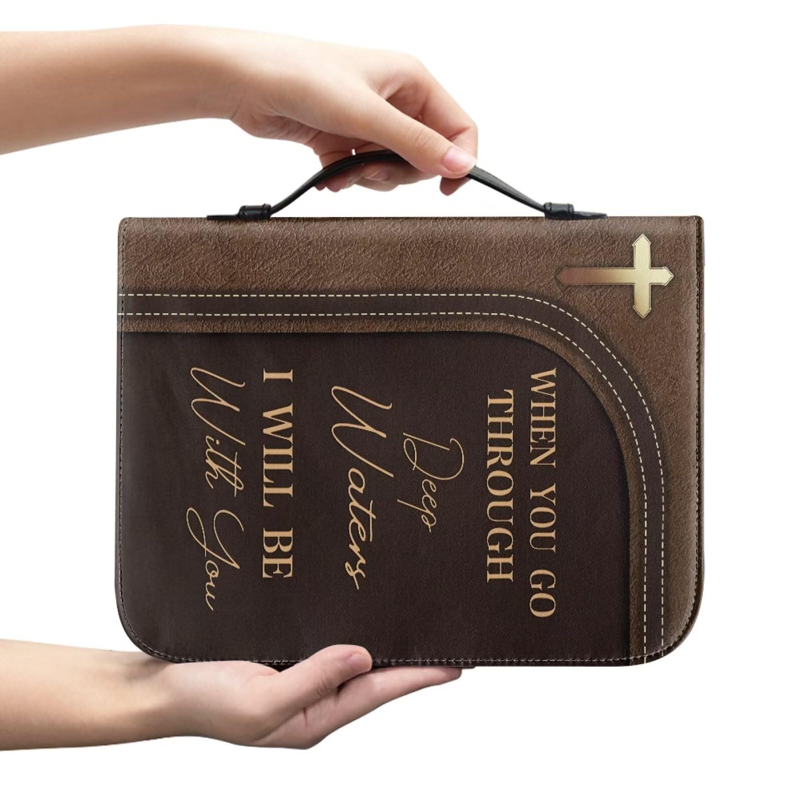 Kuiaobaty God Saying Book Cover Bag Leather Bible Case for Men, Lion Bible Quotes Print Book Organizer for Daily & Travel Large Size 11 x 8 x 2 inch,2XL — image 1
