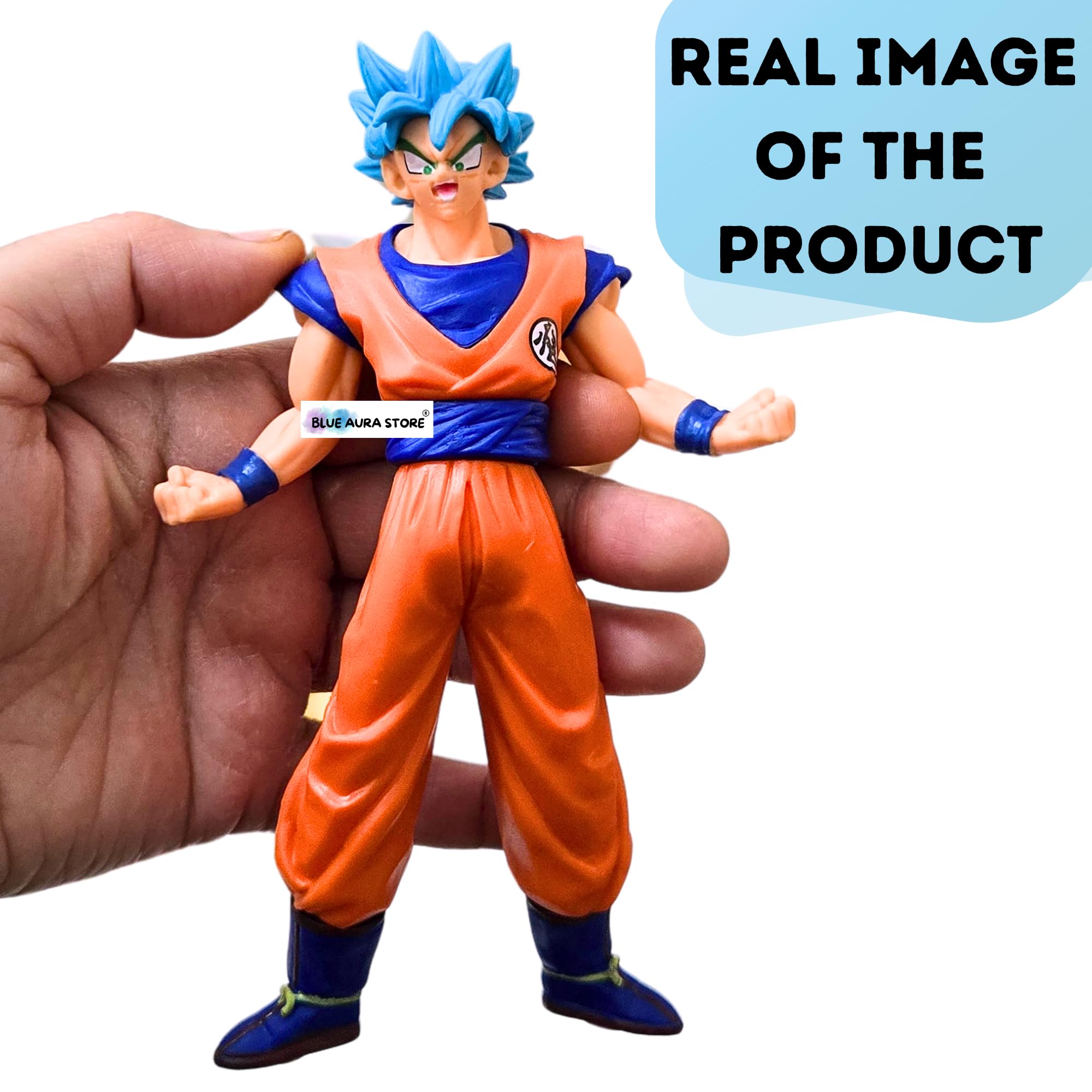 FUNFOB Anime Action Figure Height-15cm Collectible Anime Figures PVC Multicolour | Go-k Blue Hair 15cm 2