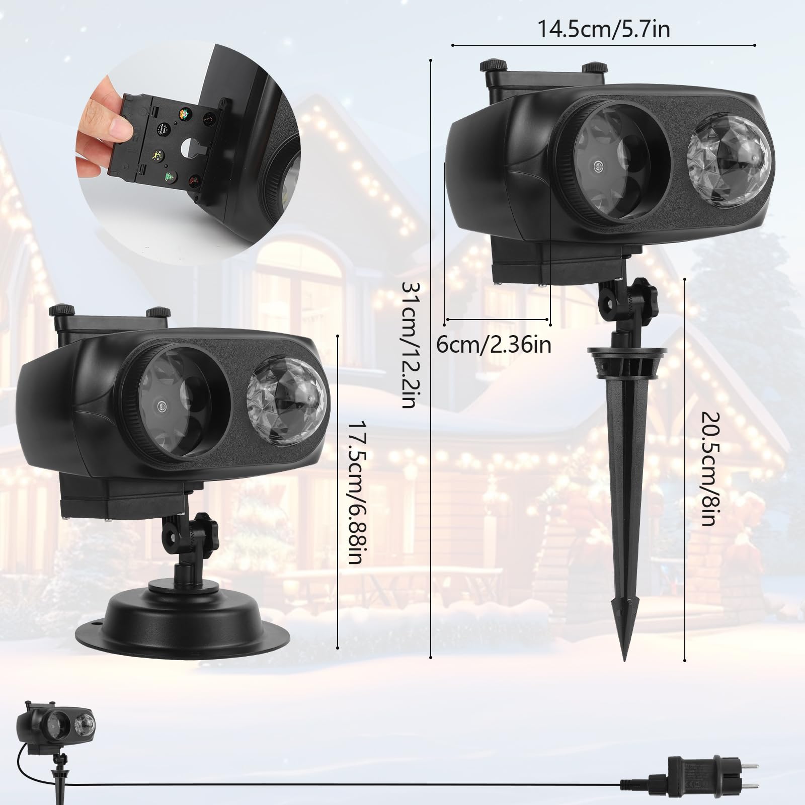 Diealles Shine Proyector Navidad Halloween, Proyector Luces Navidad Exterior y Interior, LED Proyector Copos de Nieve Lámpara de Proyección Navidad con Control Remoto