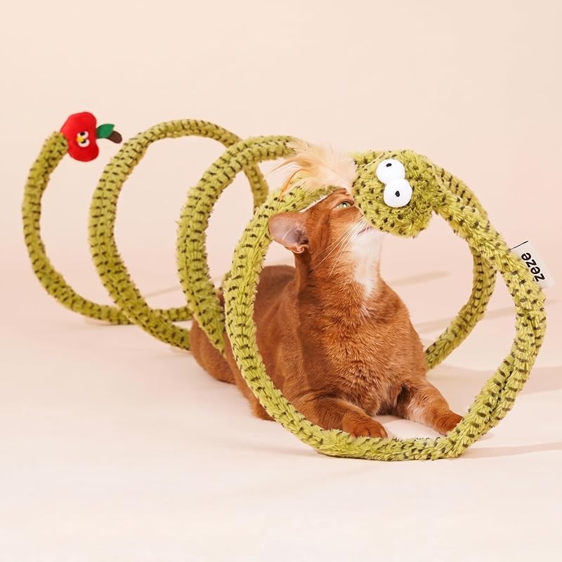 Túnel para gatos em espiral com catnip, sino e brinquedos suspensos ZEZE – 1 unidade