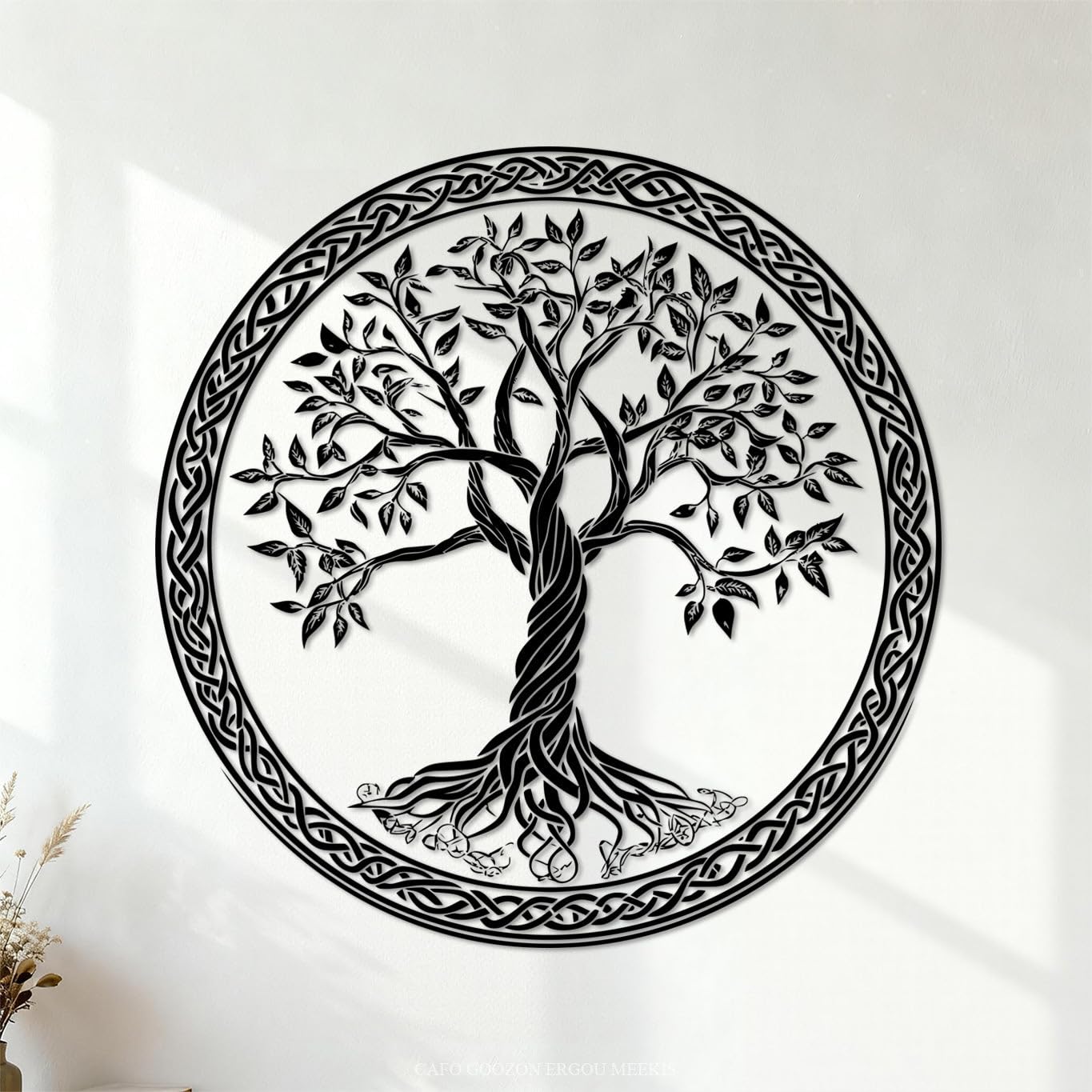 Ergou Stickerdecal-87610 Celtic Tree Of Life Clipart Celtic Tree Silhouette Celtic Hazel Of Brighid Tree Wall Decals 42X42.8cm It Won't Fall Off Black