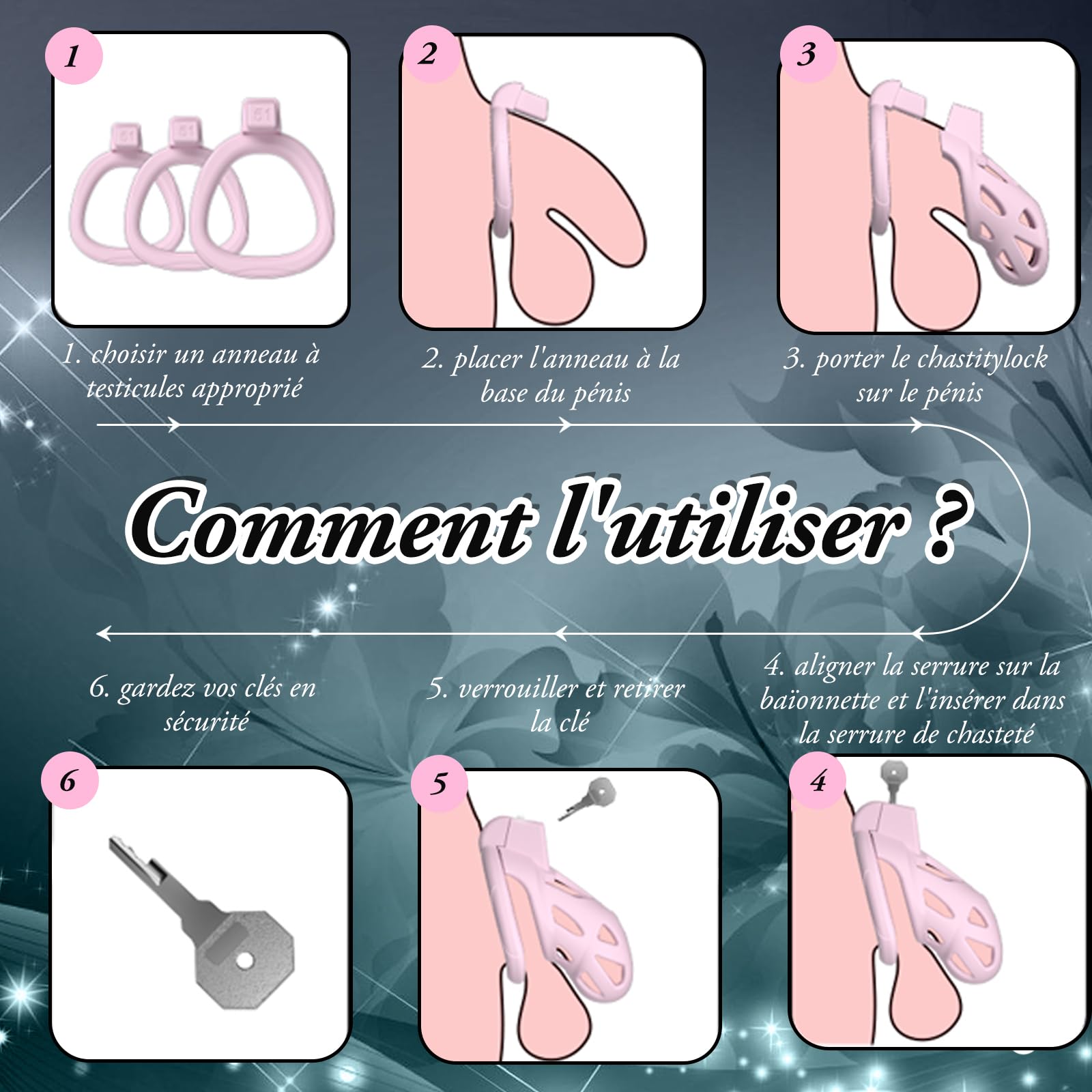 cage de chasteté pénis, cages de chasteté, sex toýs homme, 3D Légère avec 3 Tailles Anneaux de Pénis Amovibles pour Empêcher L'érection, Retenue et Bondage SM avec de Chasteté Sex Toýs Couple (Rose)