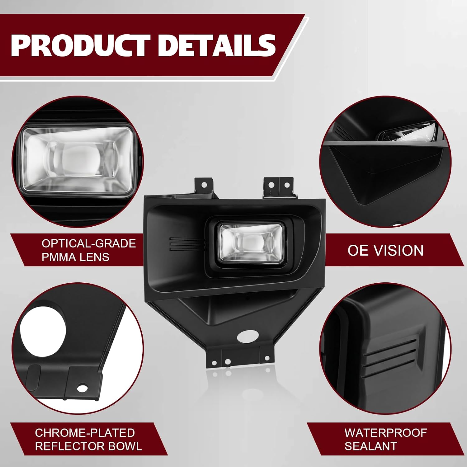 Fog Light Assembly Pair Driver & Passenger Side Compatible with 2017-2019 Ford F250 F350 F450 F550 Super Duty, LED Fog Lamp W/Wiring Harness & Power Switch, Replaces# HC3Z15201B HC3Z15200B