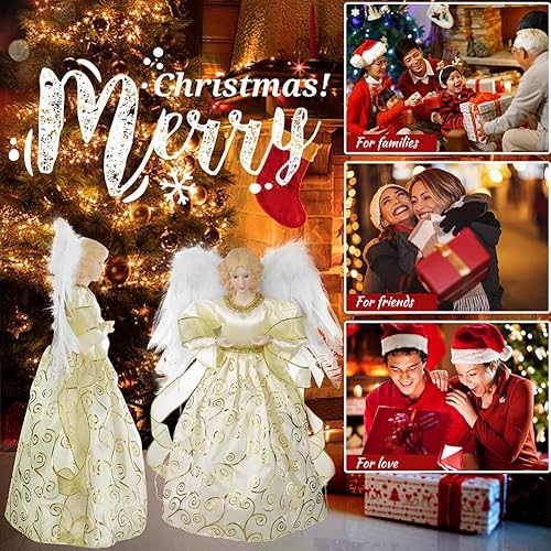 Miniatura 4 de URMAGIC Decoración para árbol de Navidad, figura de ángel de 14 pulgadas, sombrero de árbol de Navidad, sombrero de árbol de Navidad, sombrero de