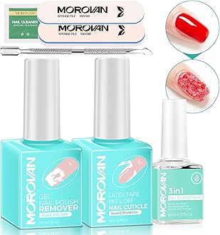 Morovan Gel Nail Polish Remover Kit: Gel Polish Remover with Liquid Latex Tape Nail Strengthener Nail Tools Quick Remove Gel Nail Polish in 3-5 Minutes No Need to Warp & Soak