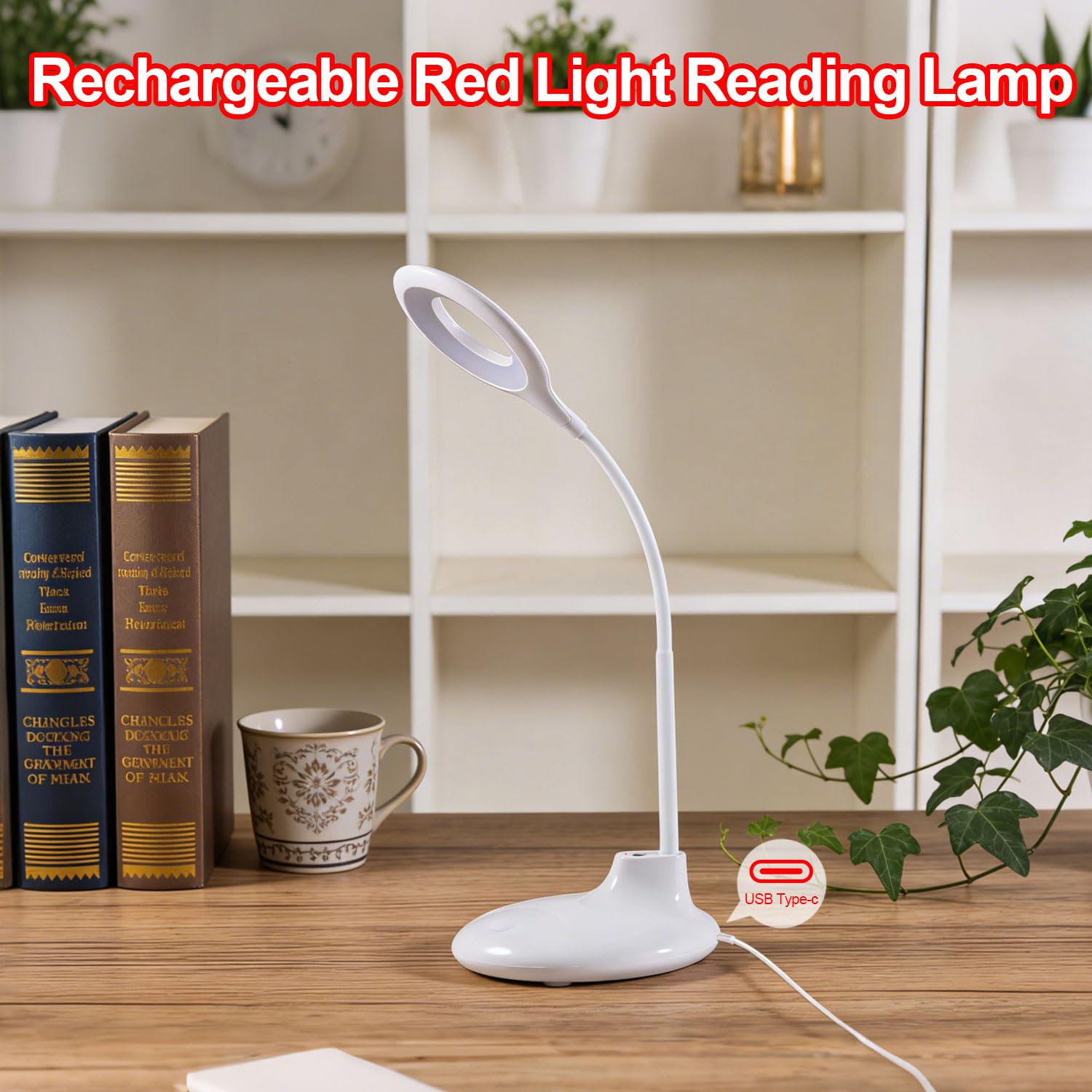 670 nm Rotlicht-Leselampe für Schlaf, kein blaues Licht, wiederaufladbar, dimmbar, tragbar, rotes LED-Licht, zum Lesen bei Nacht, Arbeiten und Basteln – ideales Geschenk für Buchliebhaber