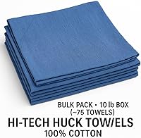 Vista 2 de Hi-Tech Toallas de algodón azul – Paquete a granel de 10 libras caja para limpieza de ventanas, toallas de algodón Huck para uso en tienda