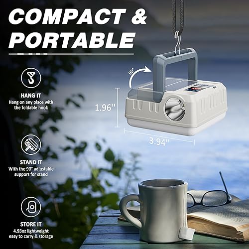 Miniatura 6 de DIBMS - Linterna solar para camping, linterna LED recargable por USB, luces impermeables para camping, huracanes, cortes de energía de emergencia,