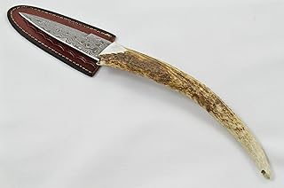 A Fantastic Genuine Stag Horn Full Tyne Handle Modern Bladed Damascus Steel Sgian Dubh Made in Sheffield England